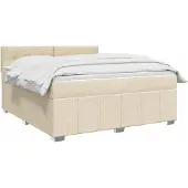 vidaXL Boxspringbed met matras Crèmekleurig 140 x 200 cm Stof