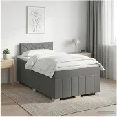 vidaXL Boxspringbed met matras Donkergrijs 120 x 190 cm Stof