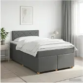 vidaXL Boxspringbed met matras Donkergrijs 120 x 200 cm Stof