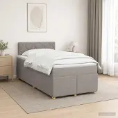 vidaXL Boxspringbed met matras met hoofdeinde Taupe 120 x 200 cm Stof