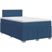 vidaXL Boxspringbed met matras met hoofdeinde Blauw 120 x 200 cm Stof