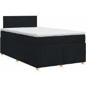 vidaXL Boxspringbed met matras met hoofdeinde Zwart 120 x 200 cm Stof