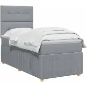 vidaXL Boxspringbed met matras met hoofdeinde Lichtgrijs Enkel Stof