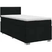 vidaXL Boxspringbed met matras, zwart, 90 x 200 cm, gestoffeerd