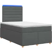 vidaXL Boxspringbed met matras, donkergrijs, 120 x 200 cm, met stoffen bekleding