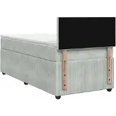 vidaXL Boxspringbed met matras, lichtgrijs, 90 x 190 cm, fluweel