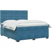 vidaXL Boxspringbed met matras Blauw 160 x 200 cm Fluweel