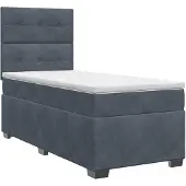 vidaXL Boxspringbed met matras Donkergrijs 90 x 200 cm Fluweel
