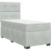 vidaXL Boxspringbed met matras met hoofdeinde Lichtgrijs Enkel Fluweel