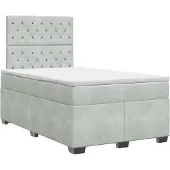 vidaXL Boxspringbed met matras Lichtgrijs 120 x 190 cm Fluweel