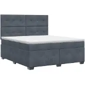 vidaXL Boxspringbed met matras Donkergrijs 140 x 190 cm Fluweel