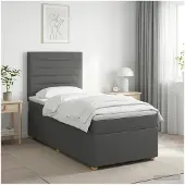 vidaXL Boxspringbed met matras, donkergrijs, 90 x 190 cm, gestoffeerd
