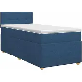 vidaXL Boxspringbed met matras en hoofdeinde, blauw, 100 x 200 cm, stof