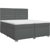 vidaXL Boxspringbed met matras Donkergrijs 200 x 200 cm Stof