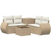 vidaXL Bankstel 6 st Beige en Crème Wit 55 x 55 x 37 cm