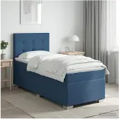 vidaXL Boxspringbed met matras en hoofdeinde, blauw, 100 x 200 cm, stof