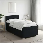 vidaXL Boxspringbed met matras, zwart, 100 x 200 cm, gestoffeerd