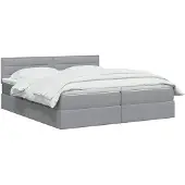 vidaXL Opbergbed met hoofdeinde, 2 stuks, lichtgrijs, kunstleer