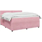 vidaXL Boxspringbed met matras en hoofdeinde, roze, 140 x 200 cm, fluweel