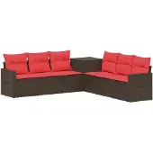 vidaXL Bankstel 7 st Bruin en Rood 234 x 234 x 85 cm