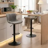 Sonstiges Barstoelen, set van 2, draaibaar, in hoogte verstelbaar, kunstleer, grijs