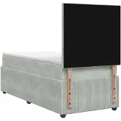 vidaXL LED boxspringbed met matras, lichtgrijs, 90 x 200 cm, fluweel