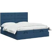 vidaXL Ottoman bed met matras met hoofdeinde 2 st Blauw Stof