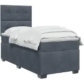 vidaXL Boxspringbed met matras, donkergrijs, 100 x 200 cm, fluweel