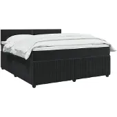 vidaXL Boxspringbed met matras, zwart, 140 x 190 cm, fluweel