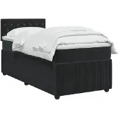 vidaXL Boxspringbed met matras, zwart, 90 x 190 cm, fluweel