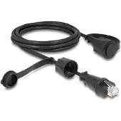 DeLOCK Network Cable RJ45 plug to RJ45 plug Cat.6 STP with protective cap outdoor IP68 dust- and waterproof black 2 m