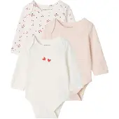Vertbaudet Set van 3 babybody's met lange mouwen
