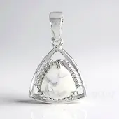 Cavill - Zilveren Hanger - 925 Sterling Zilver - Canadese Howliet 3,96 Ct - Driehoekige Triljant Cabochon - Elegante Zilveren Sieraad Dames