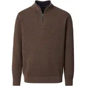 Casamoda Halfzip Trui Structure Melange Bruin