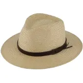 Fiebig Zomerhoed Traveller met kunstlederen band Beige maat XL