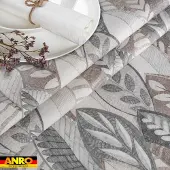 ANRO Tafelkleed Bladeren Beige Ovaal 160x140cm Rechte rand Afwasbaar Waterafstotend Binnen & Buiten