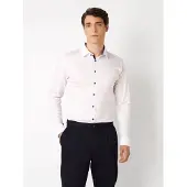 Desoto Casual Slim Fit Jersey overhemd wit, Effen
