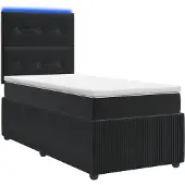 vidaXL LED boxspringbed met matras, zwart, 80 x 200 cm, fluweel
