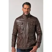 JP 1880 Regular Fit Lederen jas donkerbruin, Gebruikt uiterlijk