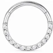 Cilla Jewels Zilverkleurige Damesneusring met Clickersluiting en Witte Zirkonia