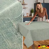 ANRO Tafelkleed Effen linnenlook Blauw 220x140cm Rechte rand Afwasbaar Waterafstotend