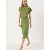 Trendyol TRENDYOLMİLLA Dames Groen Effen Midi Kort Avond / Dagelijks A-lijn Jurken