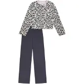 Schiesser Nachtkledij ' Nightwear ' donkerblauw / lichtgrijs / wit