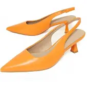 Montevita Oranje Hoge Hak Schoenen met Open Hak en Gesloten Neus