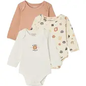 Vertbaudet Set van 3 babyrompers met lange mouwen