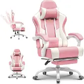 GTPLAYER - Gaming Stoel - Met Voetensteun Hoofdsteun en Lendensteun 180kg - Roze