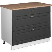 Vicco Keukenonderkast Fame-Line, Anthrazit-Gold Landhaus/Wit, 100 cm, WB Eik