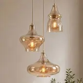 LumenXL 3-lichts hanglamp Trinidad met amber glas in beige