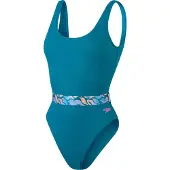 Speedo Eendelig zwempak met open rug voor dames (Groen)