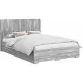 vidaXL Bedframe met opbergruimte en hoofdbord Grijs Sonoma